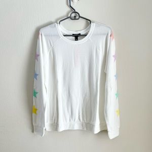 NWT White Aqua Lounge Long Sleeve Star Top Size M